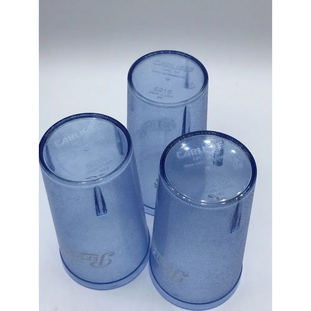 SET OF 3‎ ACRYLIC LIGHT BLUE PEPSI DRINKING TUMBLERS WHITE LOGO HOLDS 16 OZS